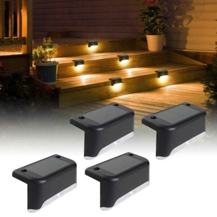 4-Pack Solar belysning for Trapper, Balkong og Rekkverk Svart