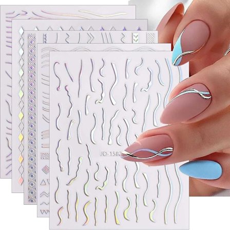 Aurora Holografiske Negleklistermærker 12 Ark Negleklistermærker Dekaler Selvklæbende Negleklistermærker Negledekoration Negletilbehør