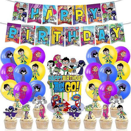 Teen Titans Go Temafest Dekoration Banner Balloner Kage Toppers