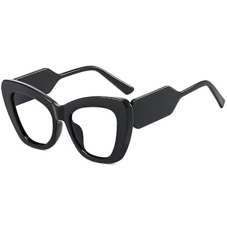 Trendiga stora bågar Cat Eye läsglasögon kvinnor optiska gröna glasögon Anti(-1.50,svart klar)
