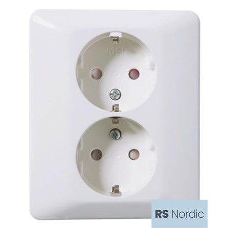 ELKO RS Nordic Dobbel stikkontakt lav innfelt m/jord RH