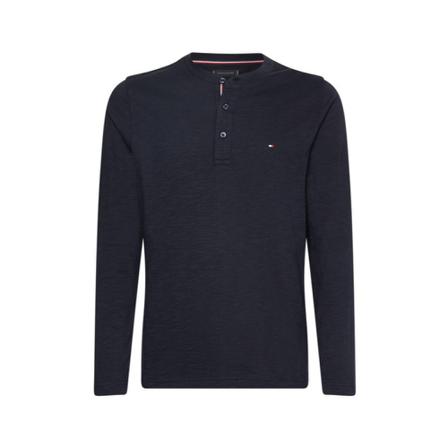 Tommy Hilfiger Slub Henley t-shirt Blå, Herre Langærmet
