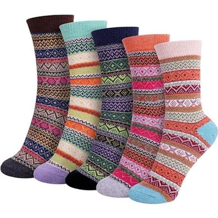 ING Damstrumpor - mjuka, tjocka ullstrumpor - Varma vinterstrumpor - Dam - 5 par