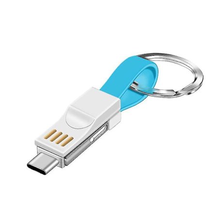 3 i 1 Mini Nøglering Oplader USB Kabel Micro USB Type C Lynkabel
