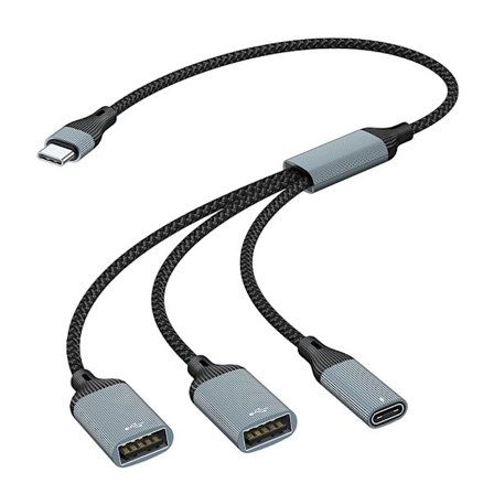 USB C Splitter Adapter 60W Strøm- og Datahubs til Bærbare Computere og Hovedtelefoner