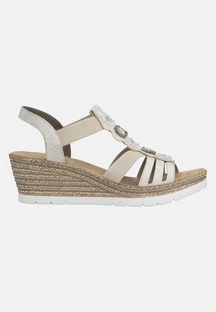 Rieker - Sandalett med resårremmar - ljusbeige - för damer - 40 - Cellbes