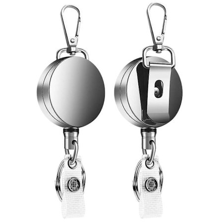 2 st Infällbar nyckelring ID-bricka Nyckelband Namnlapp Korthållare Rulle Bältesklämma