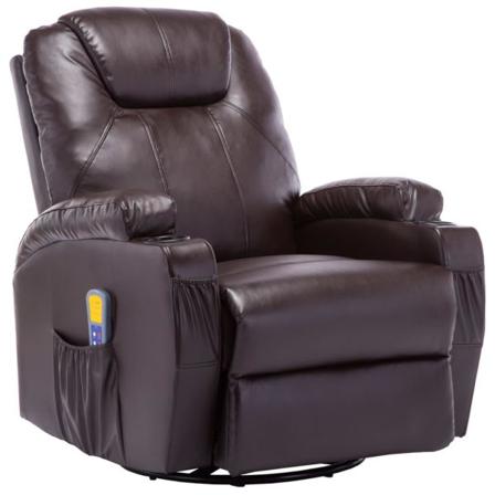 Vidaxl Gungande Massagefåtölj Justerbar Brun Konstläder Brun