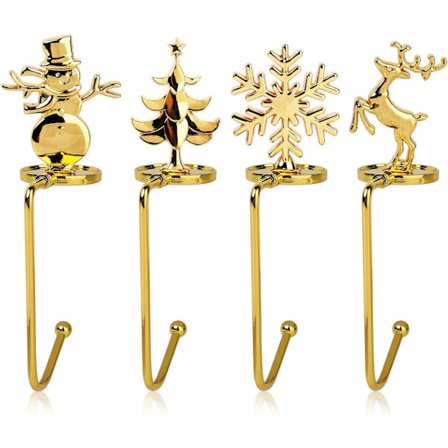 4 kpl Joulusukkapidikkeet, joulumetallikoukut pidikkeet joulusukkien ripustamiseen