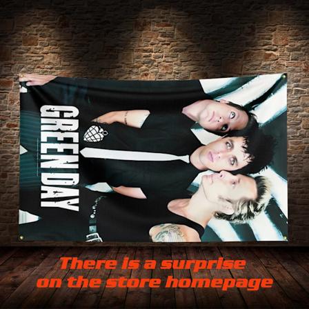 3 x 5 fot G-Green Days Flaggbanner Musik Poster Äventyr Gobeläng Bakgrund Trädgårdsfest Banner Rum Garage Vardagsrum Dekoration ZZZ1214 60 x 90cm