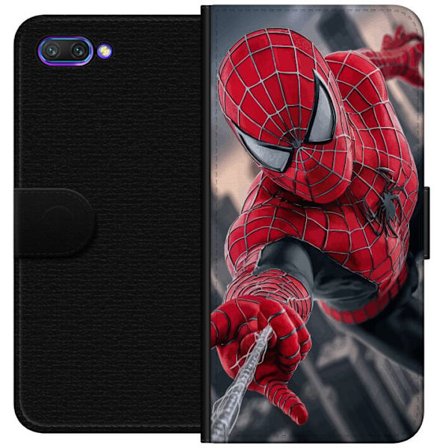Kompatibelt Plånboksfodral till Honor Honor 10 Dynamisk Spider-Man-illustration i actionperspektiv, superhjältetema med rörelseekonomi och känsla