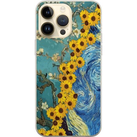 Yhteensopiva Puhelinkuori Apple iPhone 15 Pro Max Van Gogh auringonkukka juliste Starry Night taiteellinen kukkia taiteellinen maalaus retro taidetta