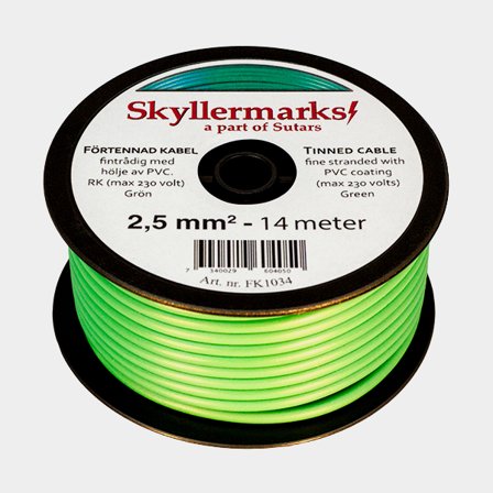 Tinned copper cable Skyllermarks RK, round, single-core, 2.5 mm², 14 meter, green