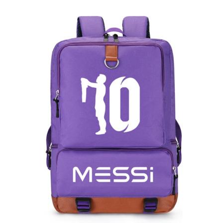 Fotbollsstjärna Messi Ryggsäck Student Skolväska Outdoor Reseväska purple