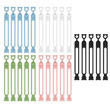 25 STK Silikone Kabelbindere Kabelbindere Ledningsopruller