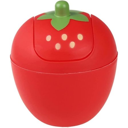 Mini skraldespande, Jordbær skrivebords skraldespand, Rullende låg skraldespand, Fødevarearrangør til kontor, soveværelse, kontor, badeværelse, 