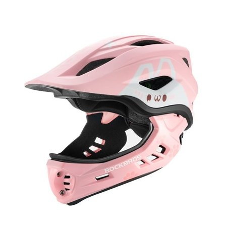 Rockbros TT-32002 Rabbit sykkelhjelm for barn med avtakbar hake Størrelse M (54-58) - Rosa