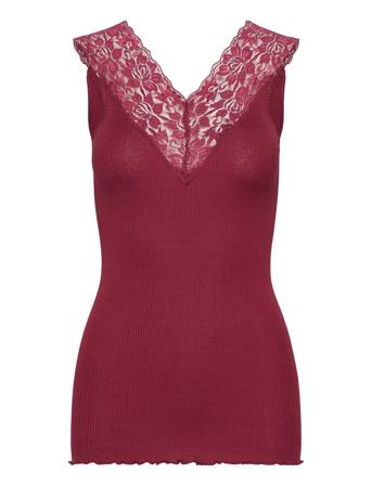 Silk Top Regular W/ Lace Red Rosemunde