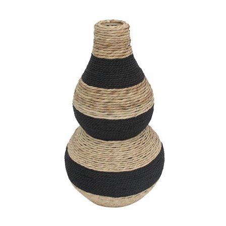 Koristeellinen maljakko, 35x35x61cm, köysi ja vaneri, musta