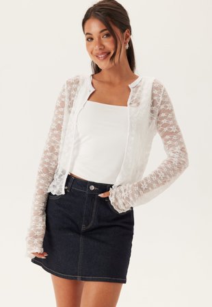 BUBBLEROOM - Button Lace Cardigan - White