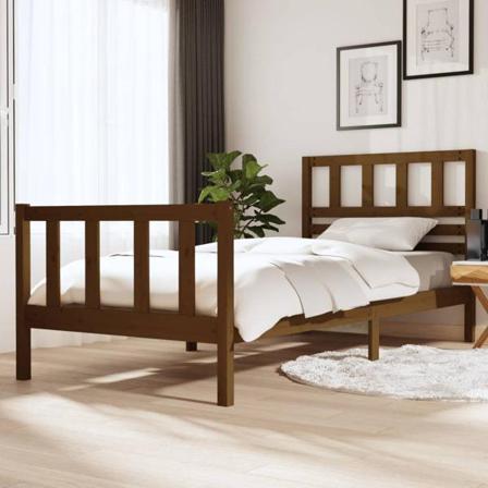 Vidaxl Sängram Honungsbrun Massivt Trä 100x200 Cm Brun