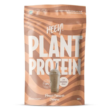 Heey! Vegan Plant Protein 500 g Peanut Chocolate Caramel, Sport & Velvære, Protein & Energi, Proteinpulver