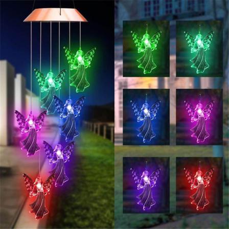 Solar Guardians Angel Wind Chime Light Spinner Trädgårdsdekoration