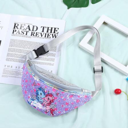 Mænd kvinder Fanny Pack taljetaske Tegneserie pailletter Sport Havfrue Moderigtigt kosmetik til kvinder 708 unicorn-7