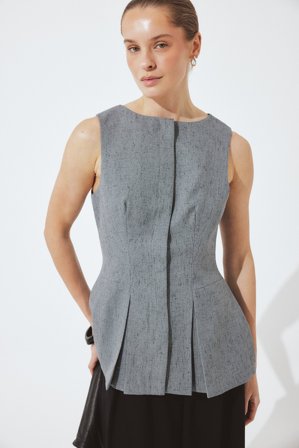 NA-KD Tailored Peplum Top - Ærmeløse toppe - Grå - EU 38