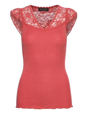 Silk Top Regular W/ Lace Red Rosemunde