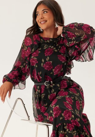 Emelie Olson X Bubbleroom - Frill Maxi Dress - XS