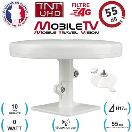 TV-antenne - Omni Pro Plus - UHD 4G - 55dB - Sugekopmontering - Autocamper/lastbil/varevogn