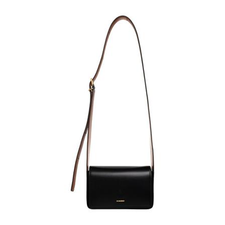 Jil Sander, Leather shoulder bag Zwart, Dames, Maat:ONE Size,leer,Bedrukt