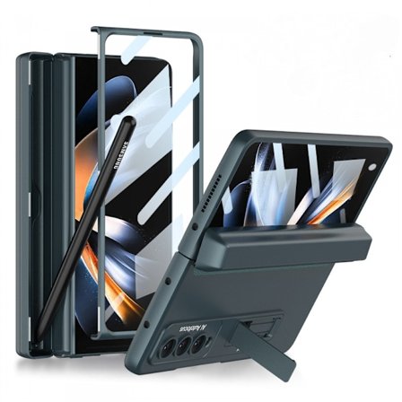 Til Samsung Galaxy Z Fold 4 Etui med indbygget skjult S Pen holder for at undgå tabt pen skærmbeskytter hængselbeskyttelse justerbart stativ