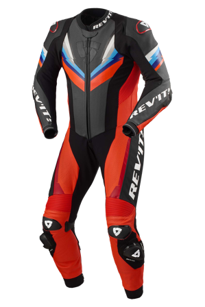 REV'IT! One Piece Quantum 3 MC Leather Suit Neon Red/Black 56
