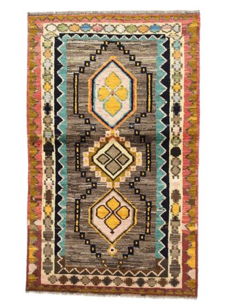 Käsinsolmittu Moroccan Berber - Afghanistan 91X147 Villamatto Ruskea/Musta Pieni Matto