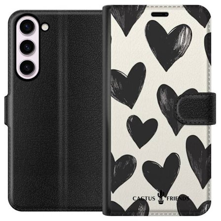Kompatibelt Lommeboketui til Samsung Samsung Galaxy S23+ Cactus and Friends - Bold Black Love Pattern