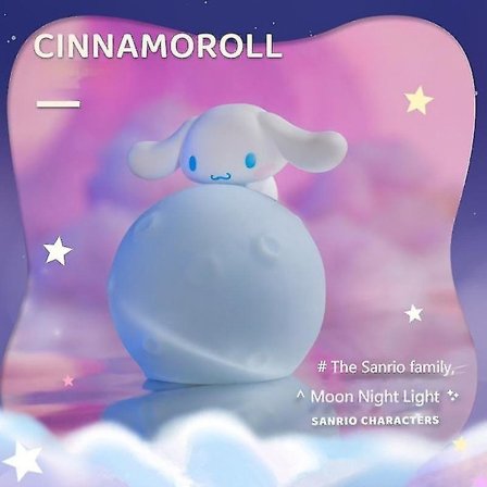 Sanrio Måne LED Lys Anime Kuromi Cinnamonroll Melody Kawaii Ornament Skønhed Soveværelse Natlampe Sengelampe Dekoration Gave (Cinnamoroll)