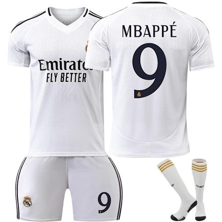 24-25 Real Madrid Mbappe No. 9 kotipaita uusi kausi uusin aikuisten ja lasten jalkapallopaita-WELLNESS Adult XXL(185-190cm)