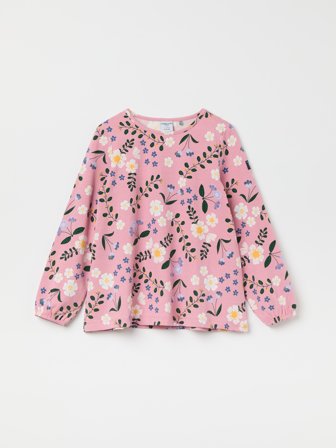 Polarn O. Pyret - Floral long-sleeve top - 86 - Childrenswear - pink