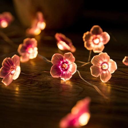 Innendørs og utendørs kirsebærblomst-lyskjede, vanntett 2M 20 LED rosa
