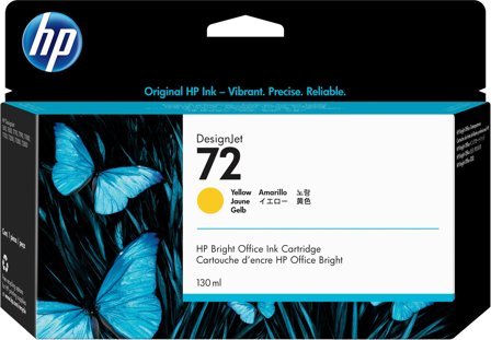 HP 72 130 ml DesignJet-bläckpatron, gul, 808736779821