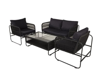 Venture Home Utah 1383-022 Loungeset bord, soffa, fåtöljer, svart, Utemöbler