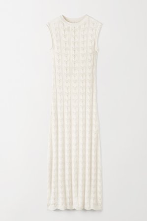 Soft Goat - Crochet Dress - Kleid aus Kaschmir - S - Off White