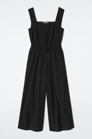 COS Femme Combinaison Large Dos Ajouré En Crêpe Dress in Noir