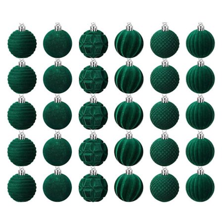 30 kpl Sametti Joulupallot Vihreä Parvi Joulukuusen Koristeet Puille Muovipallot Joulu Koristeelliset Riippuvat Koristeet Parvi Sametti