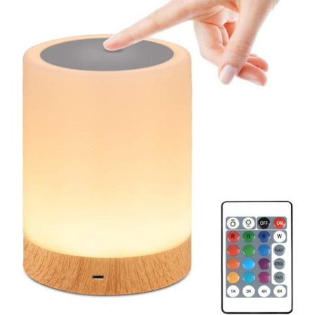 LED-nattelys, berøringslampe til sengekanten med fjernbetjening, 13 farver
