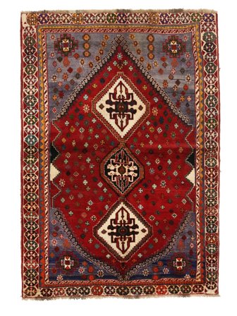 Handgeknüpft Orientalischer Shiraz Teppich 148X210 Dunkelrot/Schwarz