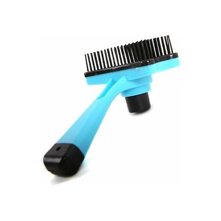 Professionell husdjursborste, självrengörande borste, används för att ta bort slem och löst päls, för hundar katter självrengörande pälsvårdskam (blå)