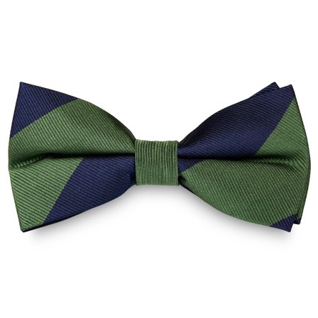 Green & Navy Stripe Silk Pre-Tied Bow Tie for Men - Pre-tied bow ties